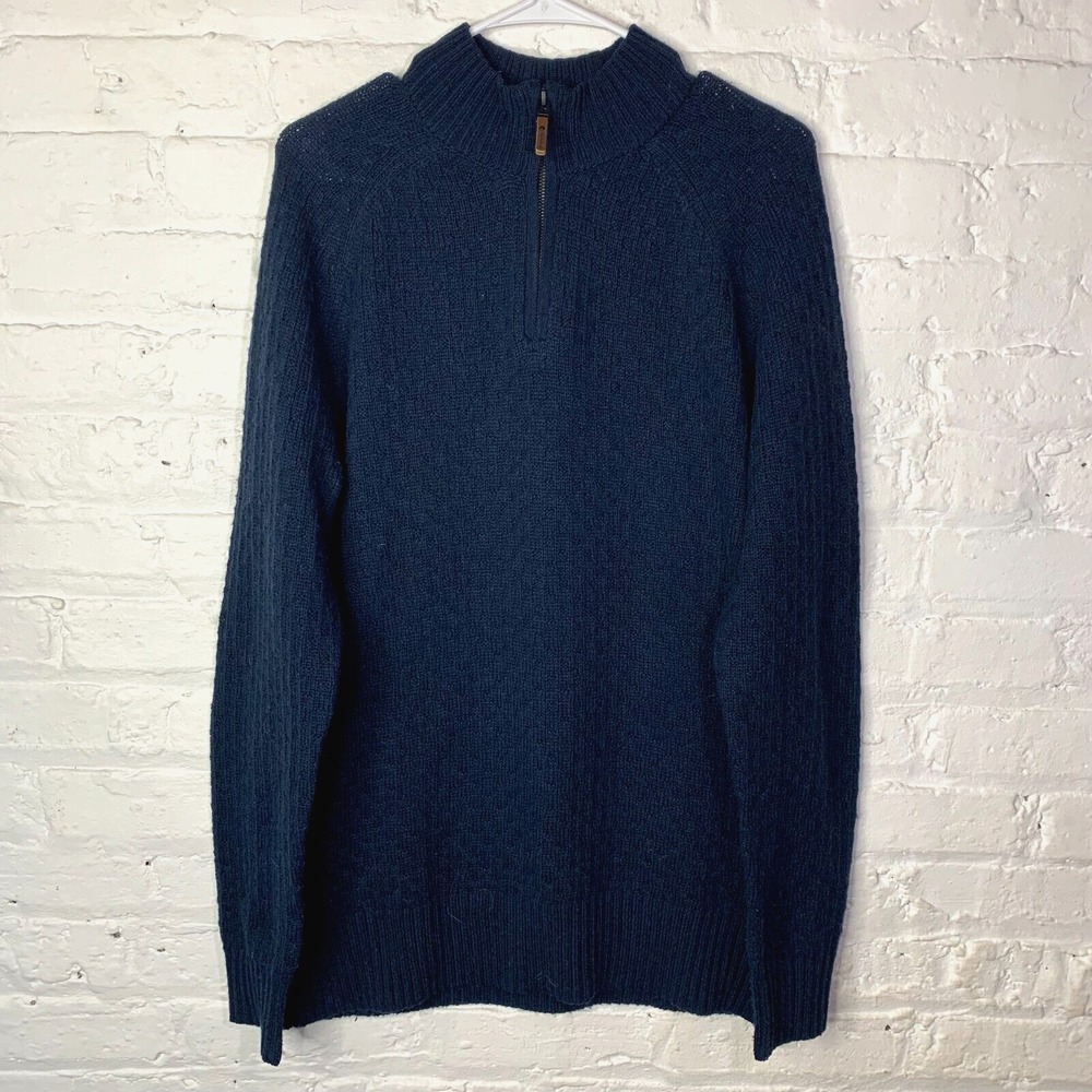Smartwool 1/4 Zip Knit Sweater Mens Large Merino Wool Blue Long‎ Sleeve Pullover